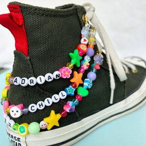 Personalized Shoe Charm Custom Shoe Chain Rainbow Beaded Sneaker Accessory Boot Chain Y2k Shoe Jewelry 80s Gift for Teen Girl Birthday