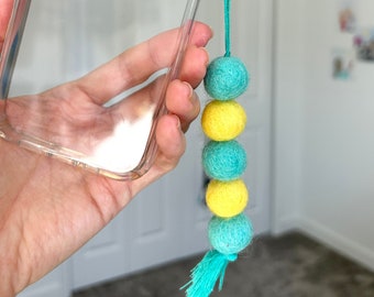 Soft Pom Pom Cell Phone Charm Accessory Cute Wool Felt Ball Strap Lightweight Backpack Tassel Dangle Gift Under 15 for Teen Daughter