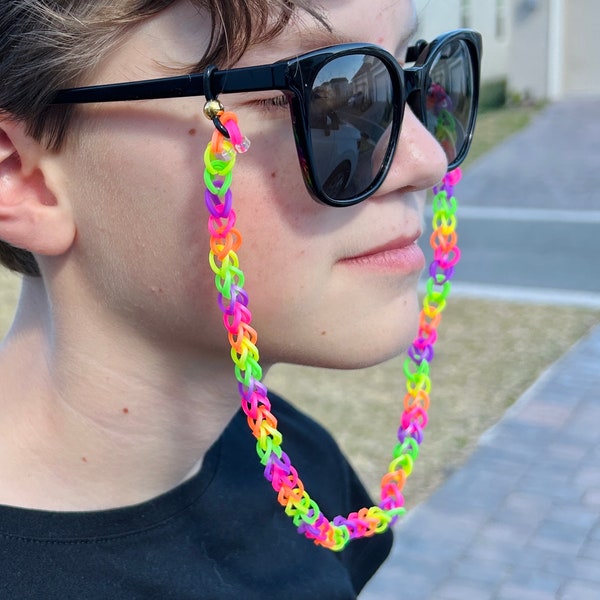Lightweight Neon Sunglasses Chain Stretchy Eye Glasses Holder Comfortable Eyeglass Strap Fits Kids & Adults Lanyard Gift for Girl Boy Y2K