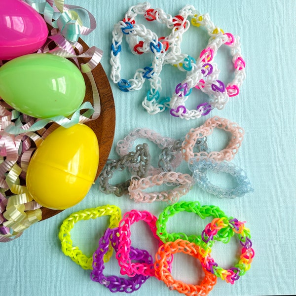 Prefilled Easter Egg Filler Kid Easter Basket Gift Idea for Girl Spring Bunny Party Favor Non Candy Free Plastic Egg Hunt Stretch Bracelet