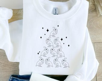 Quail Christmas Tree T-shirt, Christmas Tree Quail, Wildlife Bird Tree, Quail Lover Shirt, Christmas Tree Sweatshirt, XMas Gift