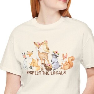 Vintage Respect the Locals Tshirt - Forest Animals Tee - Protect the Local Animals Shirt - Cottagecore - Conservation - Woodland Creatures image 1