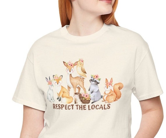 Vintage Respect the Locals Tshirt - Forest Animals Tee - Protect the Local Animals Shirt - Cottagecore - Conservation - Woodland Creatures