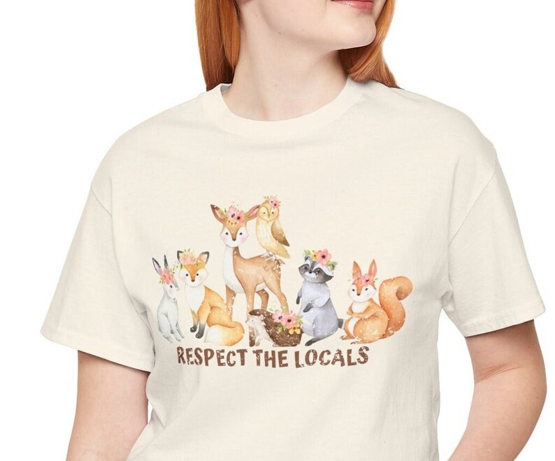 Vintage Respect the Locals Tshirt - Forest Animals Tee - Protect the Local Animals Shirt - Cottagecore - Conservation - Woodland Creatures image 1