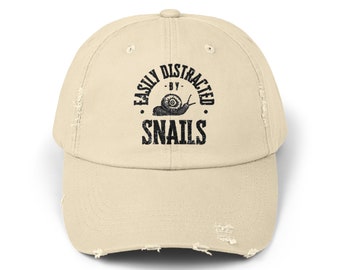 Snail Hat - Easily Distracted by Snails Unisex Hat - Goblincore - Cottagecore - Cap - Funny Snail Hat - Grunge - Botanical Art - Vintage