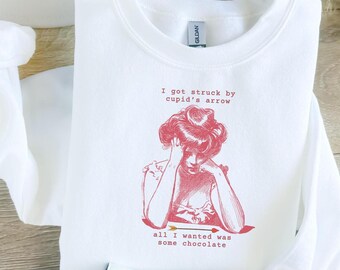 Sarcastic Vintage Valentine's Day Sweatshirt- Funny Vday - Valentine's Day Chocolate Crewneck - Gift for Her - Funny Women's Valentine Shirt