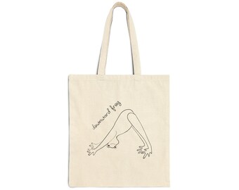 Downward Frog Yoga Bag - Canvas Yoga Bag Frog - Cottagecore Yoga Tote - Funny Yoga Gift