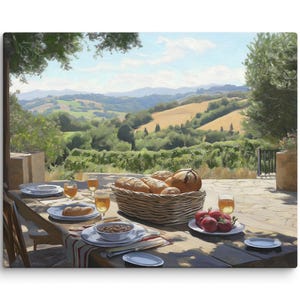 Sunlit Vineyard Canvas Print: Rustic Farmhouse Kitchen Wall Art