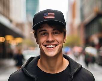 Gorra bordada con la bandera americana