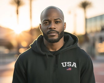 USA American Flag Hoodie | Patriotic Unisex Sweatshirt | Fourth of July Gift