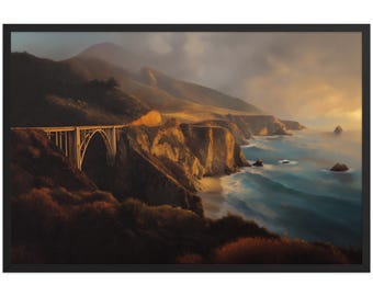 Bixby Bridge Art Print – Big Sur Coastline, Framed Matte Poster