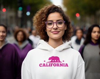 Sweat à capuche ours California Republic | Sweat-shirt unisexe silhouette Golden State | Pull de style californien Beach & Trail