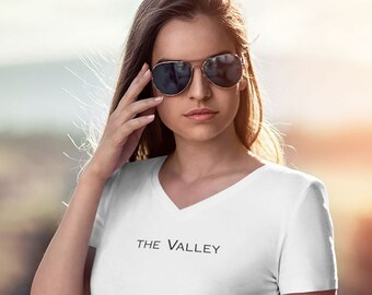 The Valley V-Neck T-Shirt: Unisex Combed Cotton Tee