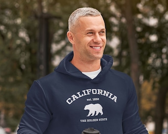 Hoodie | California College Style Bear Silhouette Unisex Sweatshirt | Cozy Casual Wear