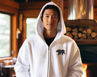California Bear Silhouette Zip Hoodie: Super Soft Heavy Blend