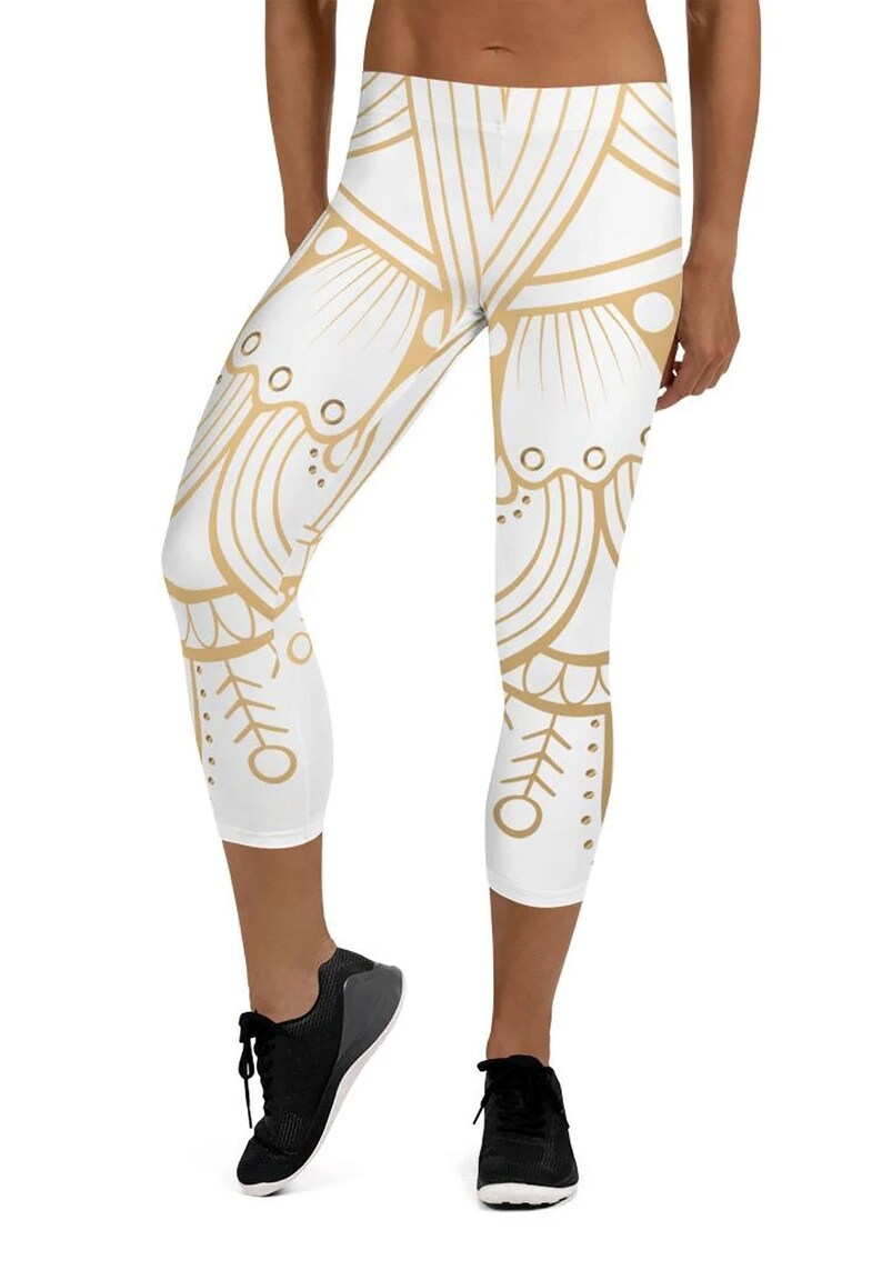 Golden Mandala Capri Leggings