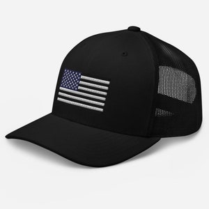 Monochrome American Flag Trucker Cap: Embroidered Snapback Hat