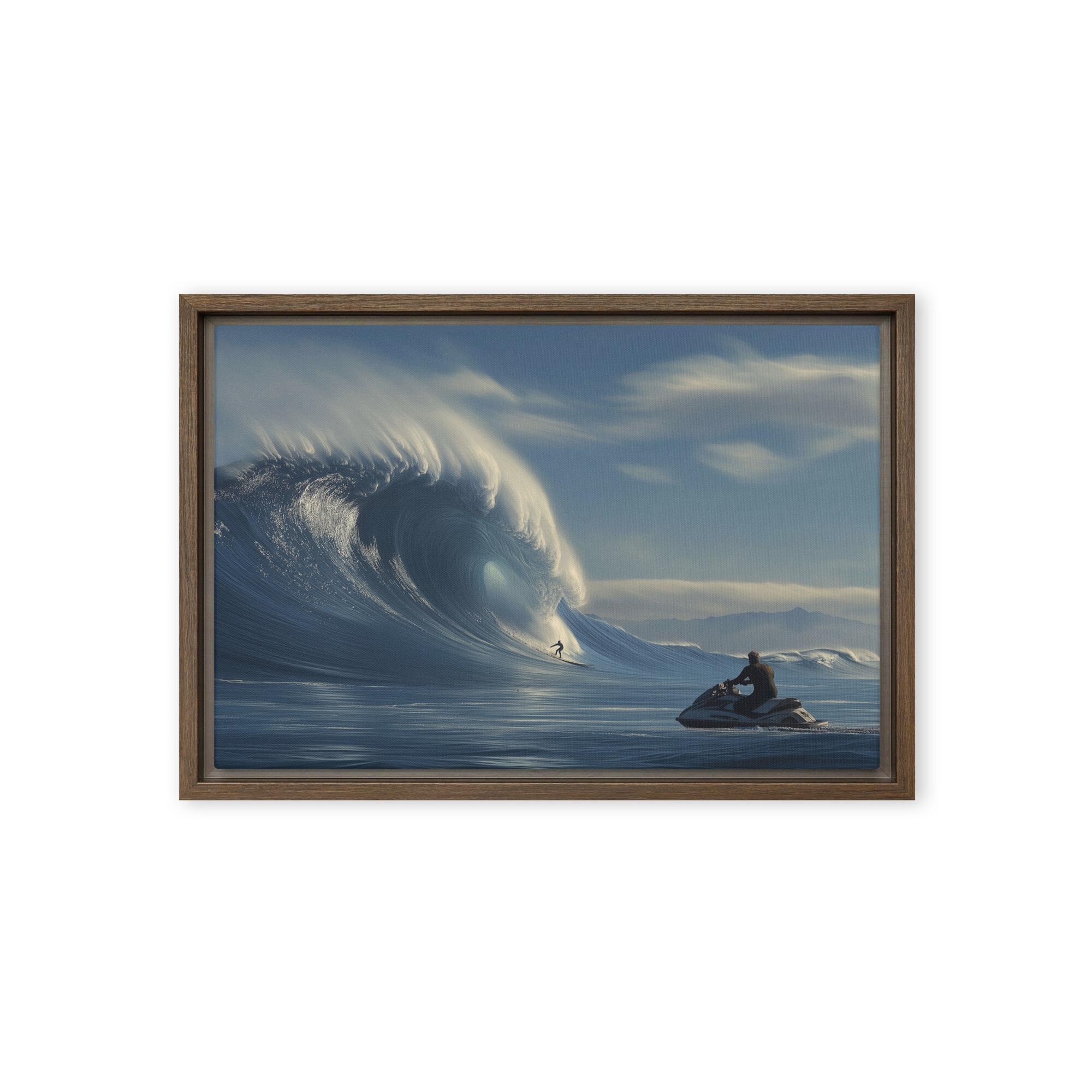 Mavericks Surf Art Print on Framed Canvas | California Big Wave
