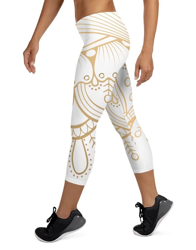 Golden Mandala Capri Leggings