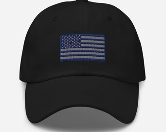 Navy American Flag Embroidered Trucker Cap