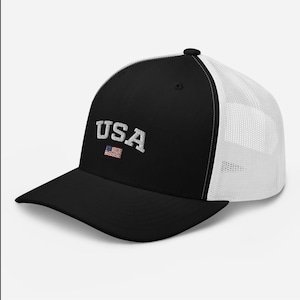 USA American Flag Embroidered Trucker Cap | Stylish and Durable Hat for Proud Patriots | Perfect Gift for Veterans & Outdoors Lovers