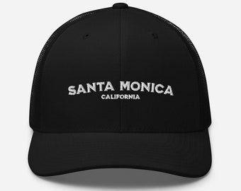 Santa Monica California Embroidered Trucker Cap: Beach Lover Hat
