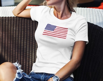 Camiseta vintage con bandera estadounidense / Camiseta con gráfico retro de EE. UU. / Camiseta patriótica unisex / Ropa informal clásica americana