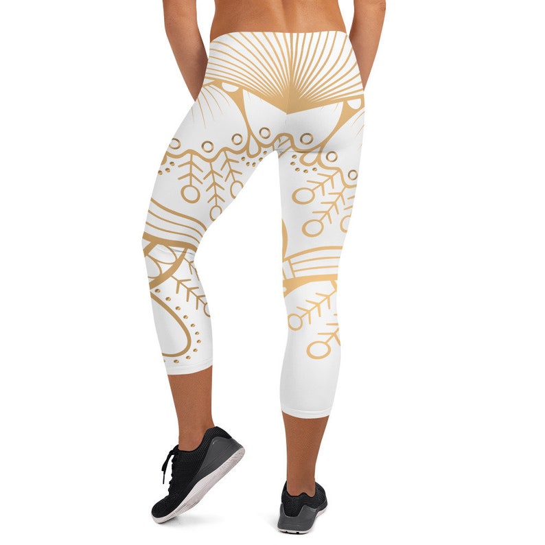 Golden Mandala Capri Leggings