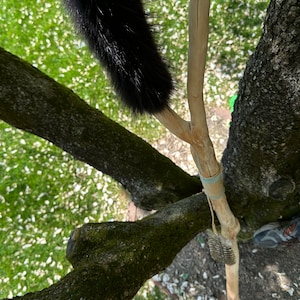 Handcrafted Rain Tree Spirit Staff: Turquoise Leather, Rabbit Fur, Feathers