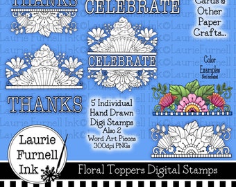 Flower Digital Stamps, Garden Digital Stamps, Digi Stamps, Adult Coloring Pages, Laurie Furnell, Cupcake Digi Stamps, Card Making Supply