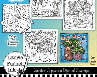Timbres numériques de fleurs, timbres numériques de jardin, timbres Digi, coloriages pour adultes, Laurie Furnell, timbres numériques de fleurs, fournitures de fabrication de cartes