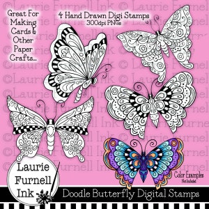 Digitale vlinders digitale kunst, Digi Stamps vlinder, Digitale postzegels vlinder, Laurie Furnell, Kaarten maken, Kleurplaten, Scrapbooking