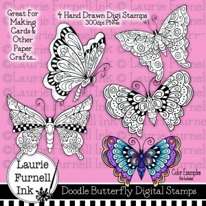 Butterfly Digital Art, Butterfly Digi Stamps, Butterfly Digital Stamps, Laurie Furnell, Card Making Supply, Coloring Pages, Scrapbooking