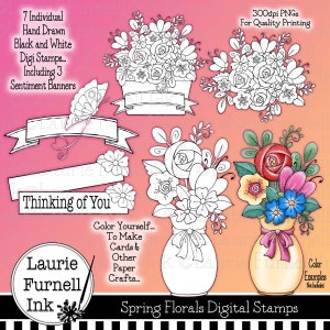 Bloemen Digitale Postzegels, Tuin Digitale Postzegels, Digi Postzegels, Volwassen Kleurplaten, Laurie Furnell, Flower Digi Postzegels, Card Making Supply