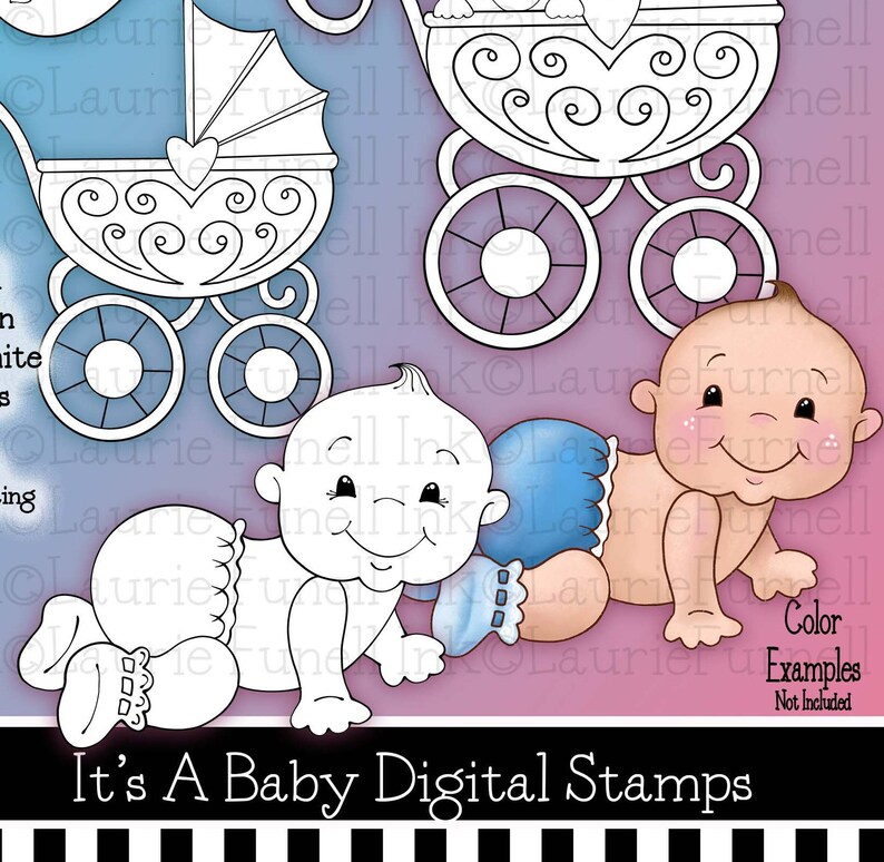 Baby Digi Stamps Stork Digital Stamps Digi Stamps Coloring Etsy