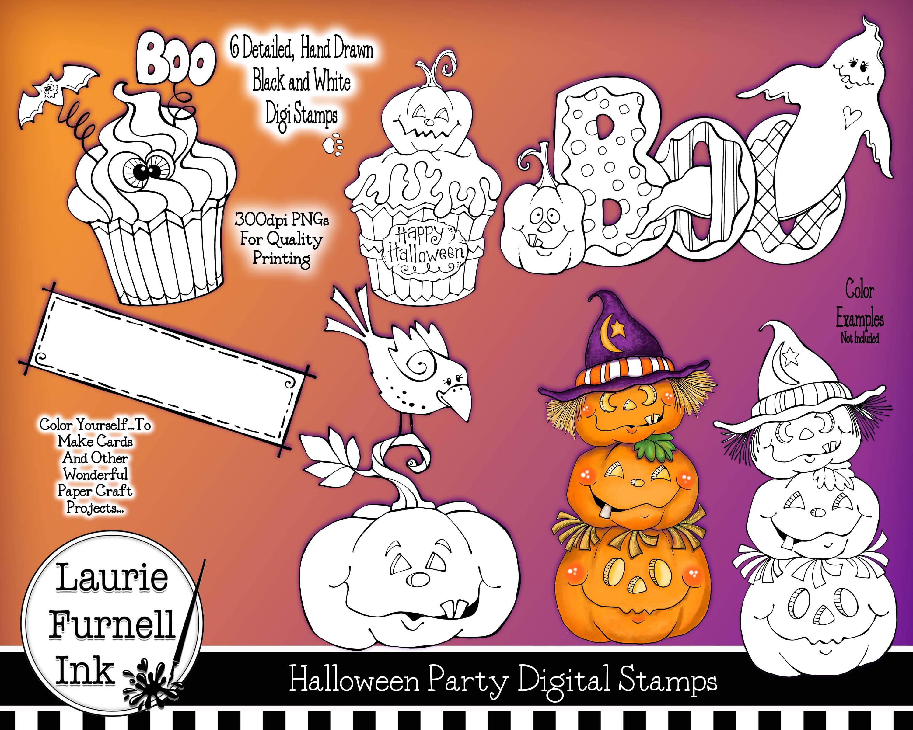 Halloween Digital Stamps, Halloween Digi Stamp, Pumpkin Digi Stamps ...