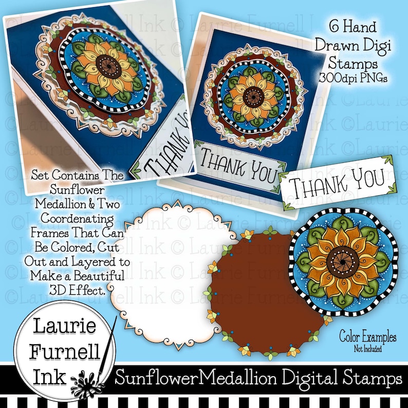 Sunflower Digital Stamps Floral Digital Stamps Digi Stamps - Etsy