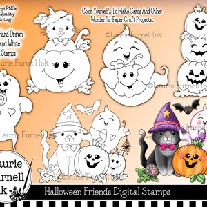 Halloween Digital Art, Halloween Clip Art, Hand Drawn Halloween Art, Laurie Furnell, Halloween Pumpkin Digis, Halloween Ghost Line Art