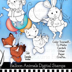 Animal Digital Stamp, Hedgehog Digital Stamp, Fox Digital Stamp, Bunny Digital Stamp, Mouse Digital Stamp,Laurie Furnell, Card Making Supply image 2