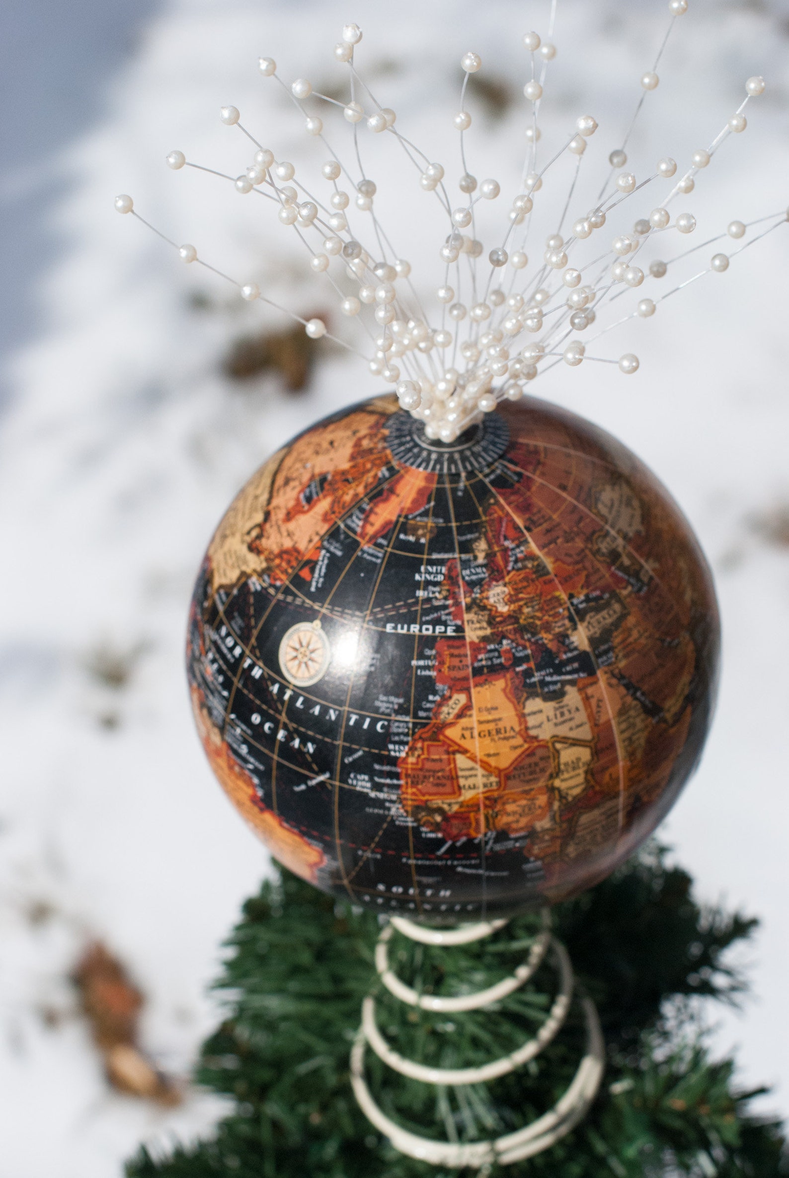 World Globe Christmas Tree Topper black Etsy