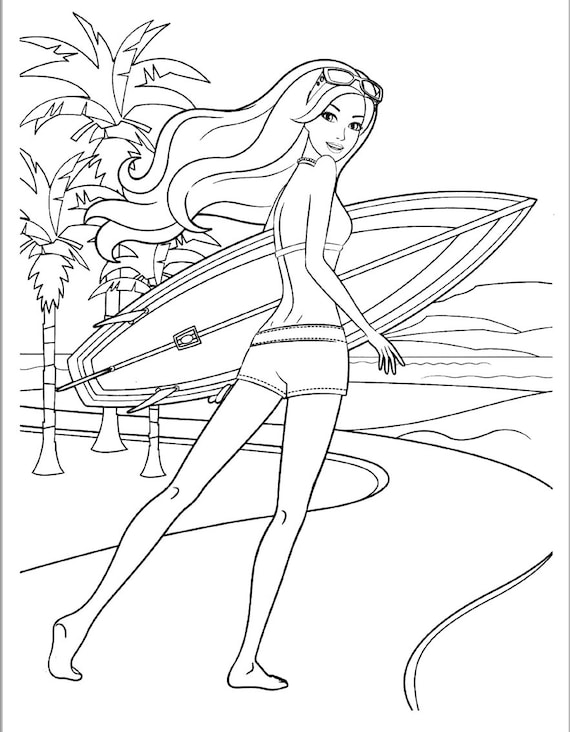 Barbie At The Beach Coloring Pages