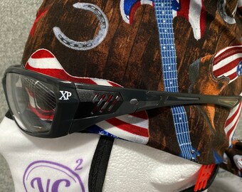 Surgical Scrub Cap with Tie Back  - America Pattern - Made in Canada