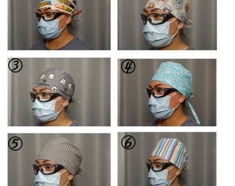 Scrub Cap with Tie Back - Reusable - Men - Women - Head Cap - Head Cover  - Washable