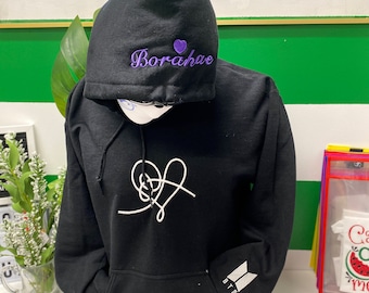 BTS Hoodie Clothing - Inspired by BTS - Borahae Sweatshirt - BTS Merch - Love Yourself - Black Sweater