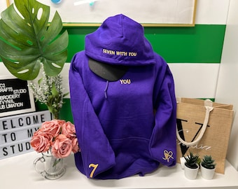 New BTS Inspired Hoodie - 7 - 00:00- Seven With You - Never Walk Alone - Custom BTS Hoodie -  Purple Hoodie -