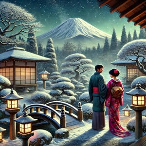 Carte de Noël Jardin de Noël du mont Fuji