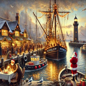 Funny Christmas Card - Santa In A Dingy Boat - Dark Humour A5 (Includes Envelope) By CheekyStudioPress