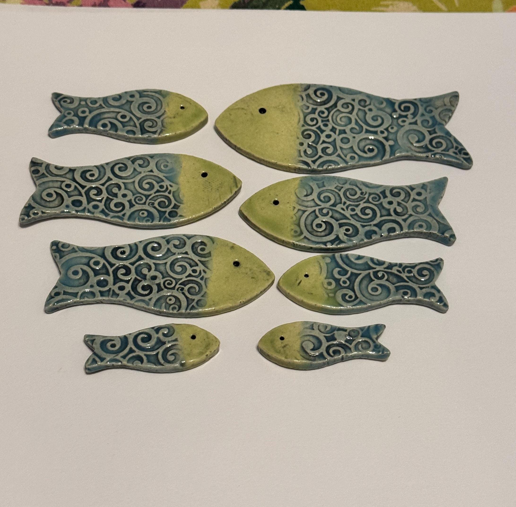 Ceramic Mosaic Fish, Handmade Wall Decor, DYI Project, 8 Ceramic Mosaic Fish, Handmade Wall Decor, DYI Project, 8