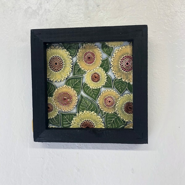 Ceramic Wall Art Decor Tile Sunflowers (Van Gogh Type) Arts & Crafts, Farmhouse, Art Nouveau, Rustic, Mission, Bohemian, Colorful (Seconds)