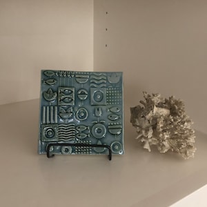 Ceramic Wall Art Tile of Bright Fish with a Nautical Style with Easel Arts & Craft, Boho, Scottish, Art Nouveau, Danish, Rustic